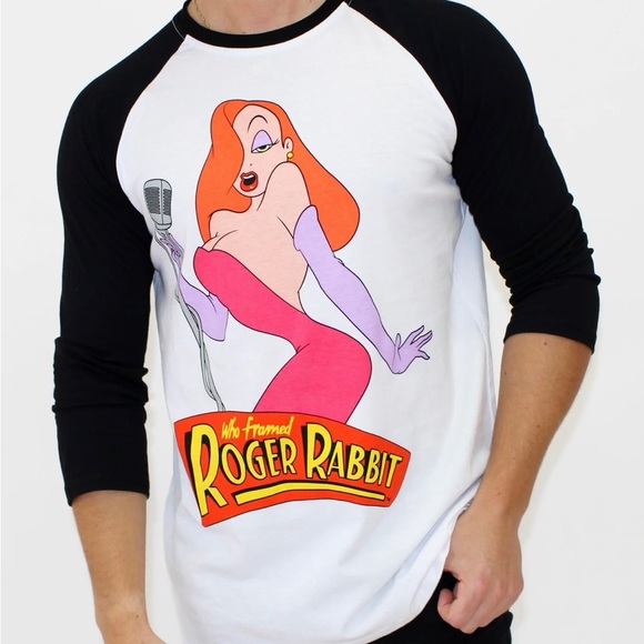 New with tags Disney’s Who Framed Roger Rabbit Jessica Rabbit Raglan T-Shirt - Picture 3 of 5